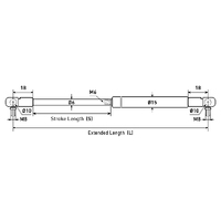 Gas Strut 6mm x 15mm - Max Length 128mm - Force 400N