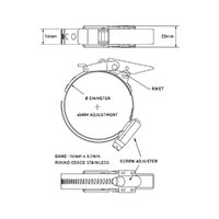 Hi-Torque Rigid Claw Quick Release Bandclamp 330-375mm Diameter - Stainless Steel