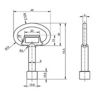 Quarter Turn Lock Key to suit SL7S 