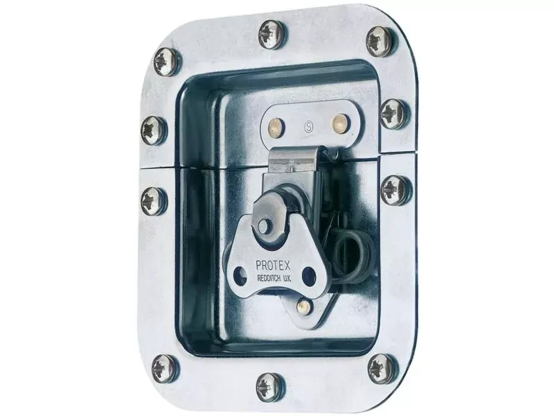 Rotary Turn Latch in Recess Dish Spring Loaded Mild Steel Zinc Plate Passivate (Silver Blue)